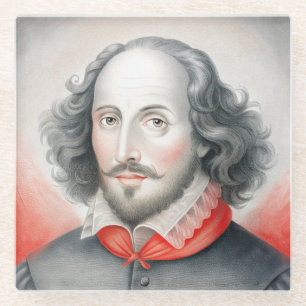 Posavasos De Vidrio Retrato de William Shakespeare ilustracion Hamlet