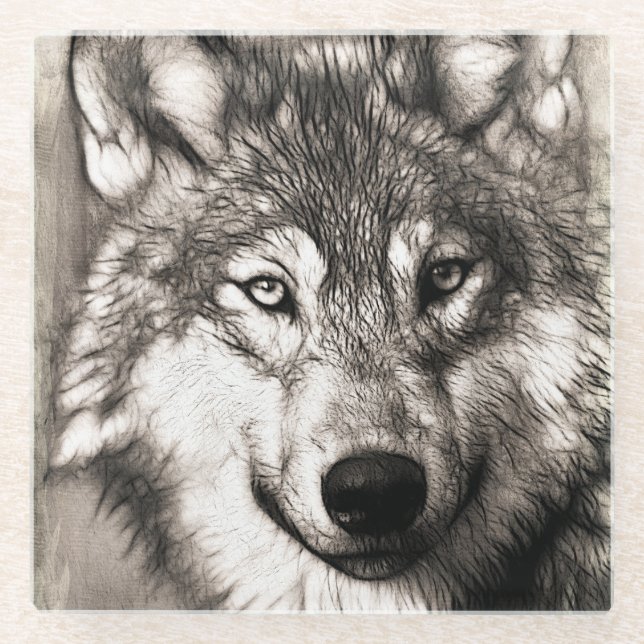 Posavasos De Vidrio Retrato de Wolf (Anverso)