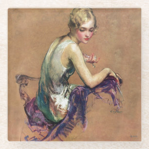 Posavasos De Vidrio Retrato en colores pastel