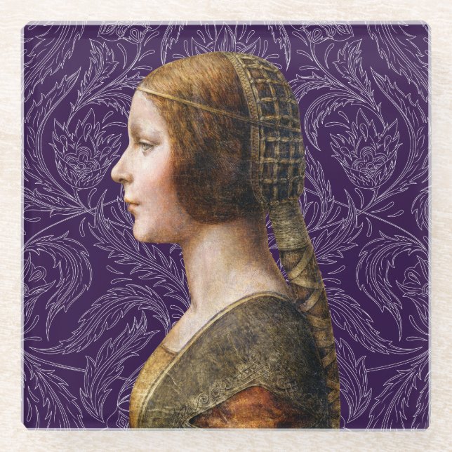 Posavasos De Vidrio Retrato Leonardo da Vinci La Bella Principessa (Anverso)