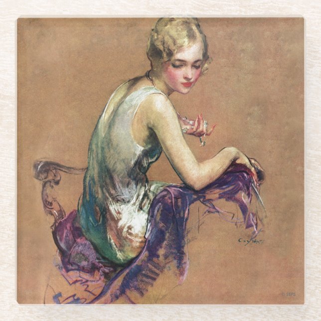 Posavasos De Vidrio Retrato Pastel (Anverso)