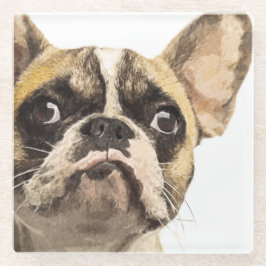 Posavasos De Vidrio Retrato pintado del bulldog francés