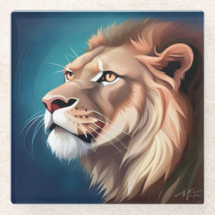 Posavasos De Vidrio Retrato posado en el lado del león 56557