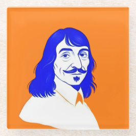 Posavasos De Vidrio Retrato Rene Descartes - Ilustracion de diseño
