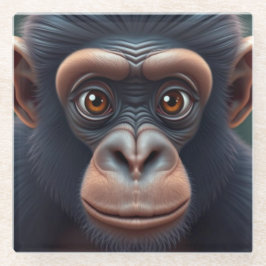 Posavasos De Vidrio Retrato satírico de Chimpanzee Anime