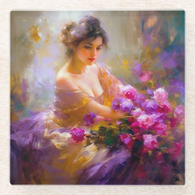 Posavasos De Vidrio Retrato sensual (Anverso)