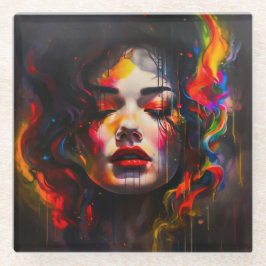 Posavasos De Vidrio Retrato Surrealista Audaz