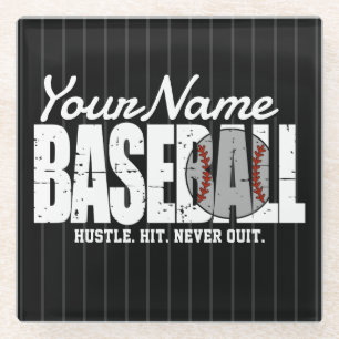 Posavasos De Vidrio Retro Béisbol ADD NOMBRE Pinstripe Team Player