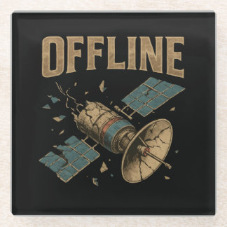 Posavasos De Vidrio Retro Broken Satellite "OFFLINE" Space Art