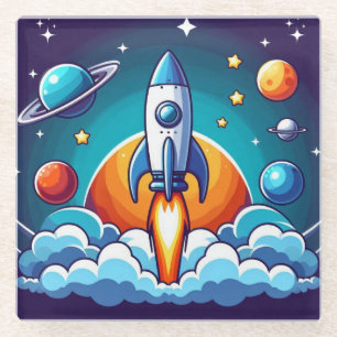 Posavasos De Vidrio Retro, cohete espacial exterior