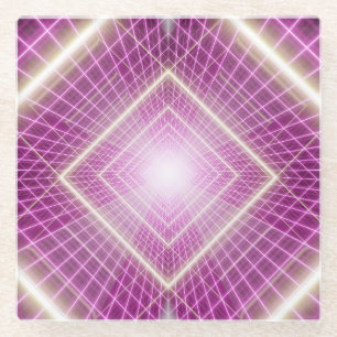 Posavasos De Vidrio Retro de los 80: fondo 3D de ciencia ficción.