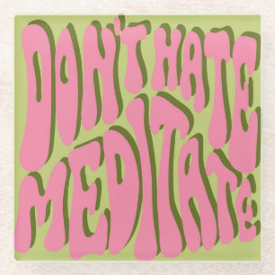 Posavasos De Vidrio Retro de los años 70: Poster motivacional 'Meditat