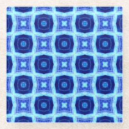 Posavasos De Vidrio Retro de patrón de círculo azul claro y oscuro
