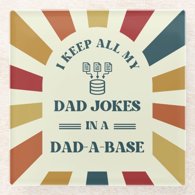 Posavasos De Vidrio Retro Funny Dad Chistes Regalo del día de los padr (Anverso)