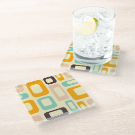 Posavasos De Vidrio Retro geometric pattern in light beige background