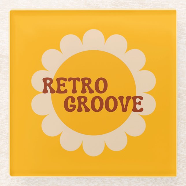 Posavasos de vidrio Retro Groove (Anverso)