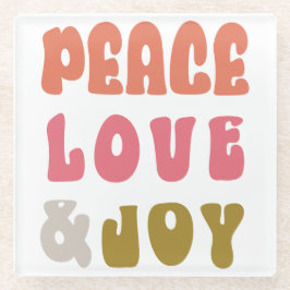 Posavasos De Vidrio Retro Groovy Peace Love Joy Holiday Photo
