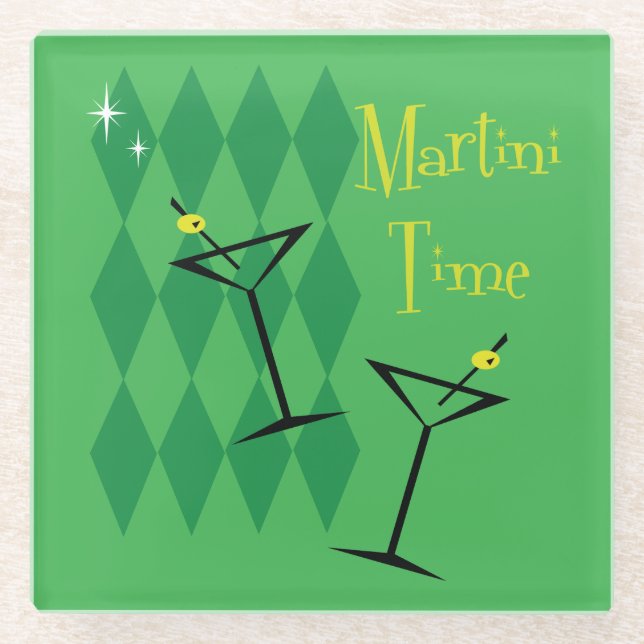 Posavasos De Vidrio Retro Martini (Anverso)