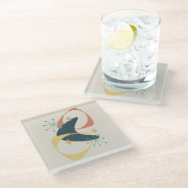 Posavasos De Vidrio Retro Mid Century Atomic Abstract Charcoal
