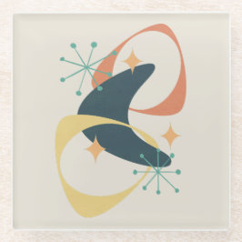 Posavasos De Vidrio Retro Mid Century Atomic Abstract Charcoal