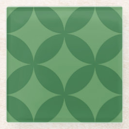 Posavasos De Vidrio Retro Mid Century Green Geometric Christmas