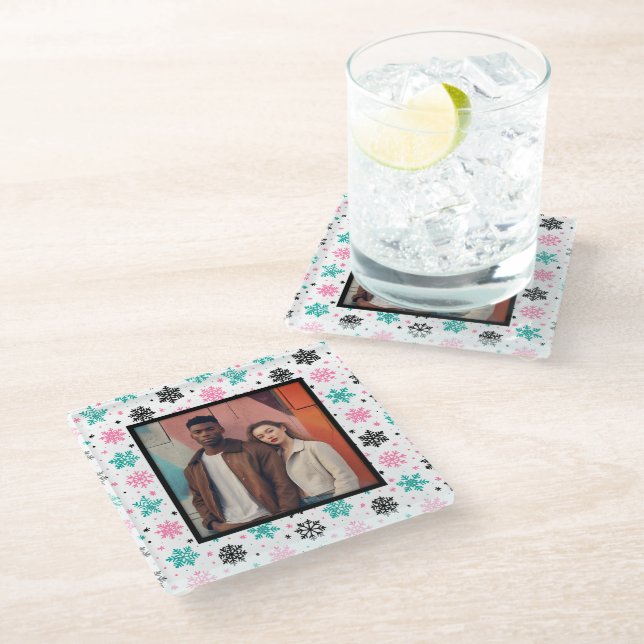Posavasos De Vidrio Retro Snowflakes (Angular)