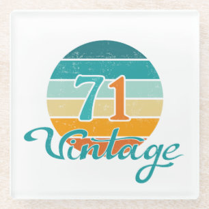 Posavasos De Vidrio Retro Sunset 71 Vintage Distressed