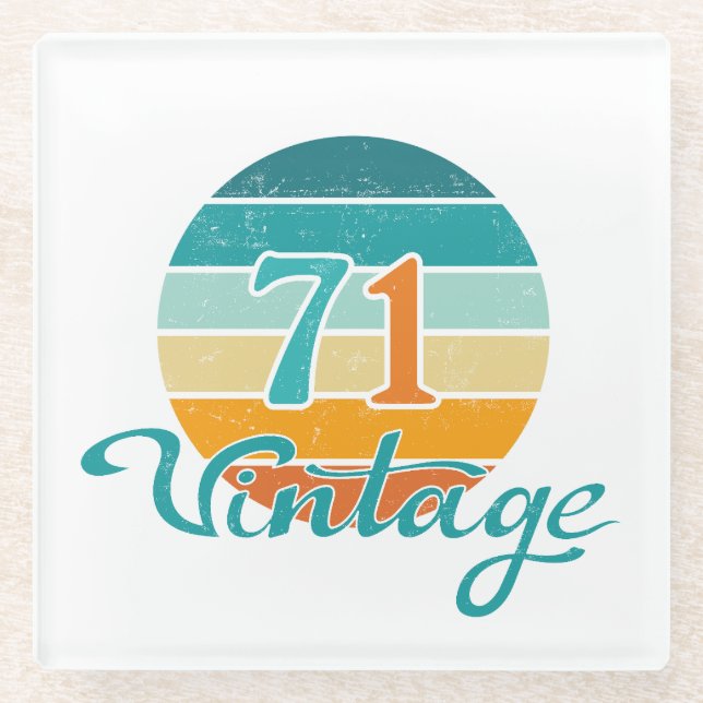 Posavasos De Vidrio Retro Sunset 71 Vintage Distressed (Anverso)