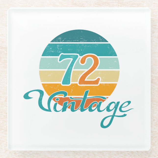 Posavasos De Vidrio Retro Sunset 72 Vintage Distressed (Anverso)