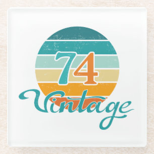 Posavasos De Vidrio Retro Sunset 74 Vintage Distressed