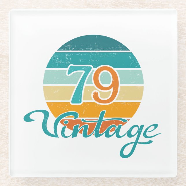 Posavasos De Vidrio Retro Sunset 79 Vintage Distressed (Anverso)