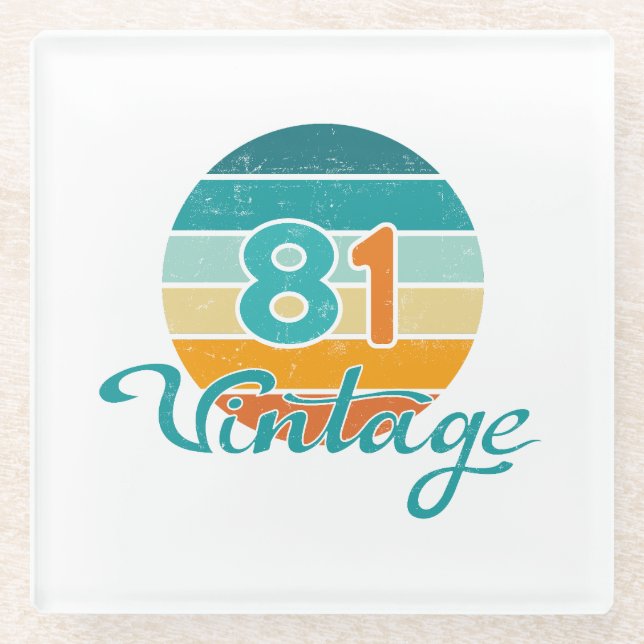 Posavasos De Vidrio Retro Sunset 81 Vintage Distressed (Anverso)