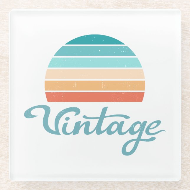 Posavasos De Vidrio Retro Sunset+Guión de época con problemas (Anverso)