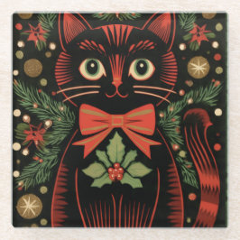 Posavasos De Vidrio RetroXmasCat