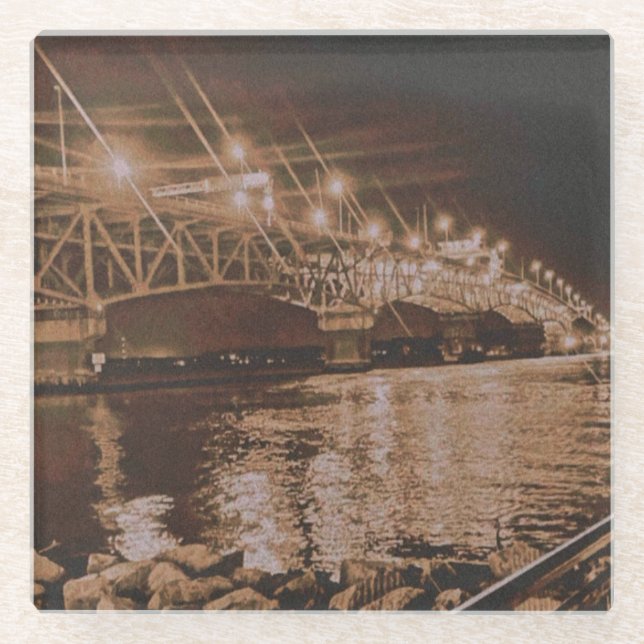 Posavasos De Vidrio Reúnete conmigo en la bahía (Anverso)