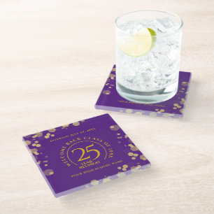 Posavasos De Vidrio Reunión de la Escuela Purple & Gold
