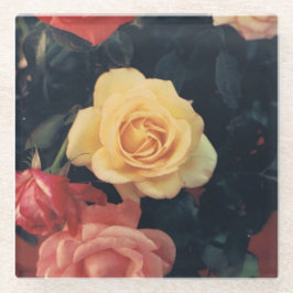 Posavasos De Vidrio Revestimientos de vidrio con diseño floral