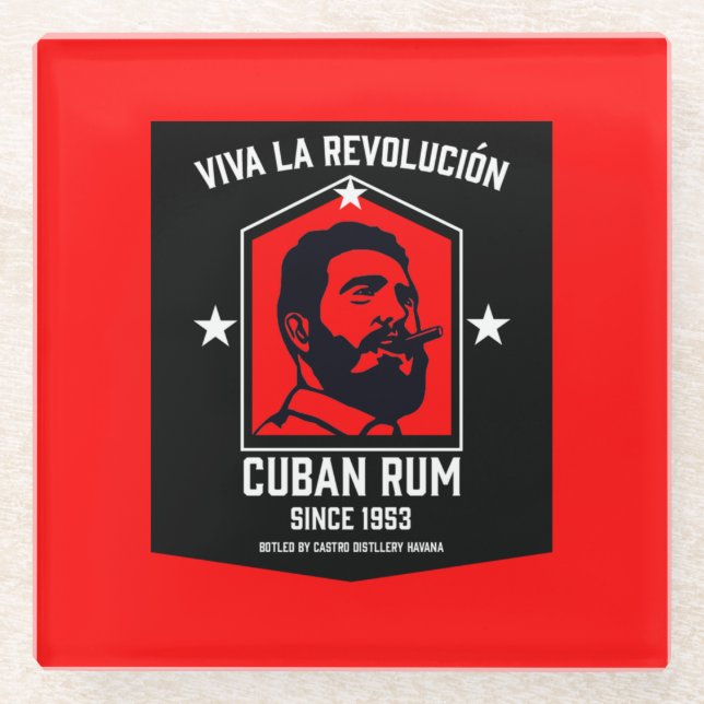 Posavasos De Vidrio Revolución de los bebedores de ron libre cubanos (Anverso)