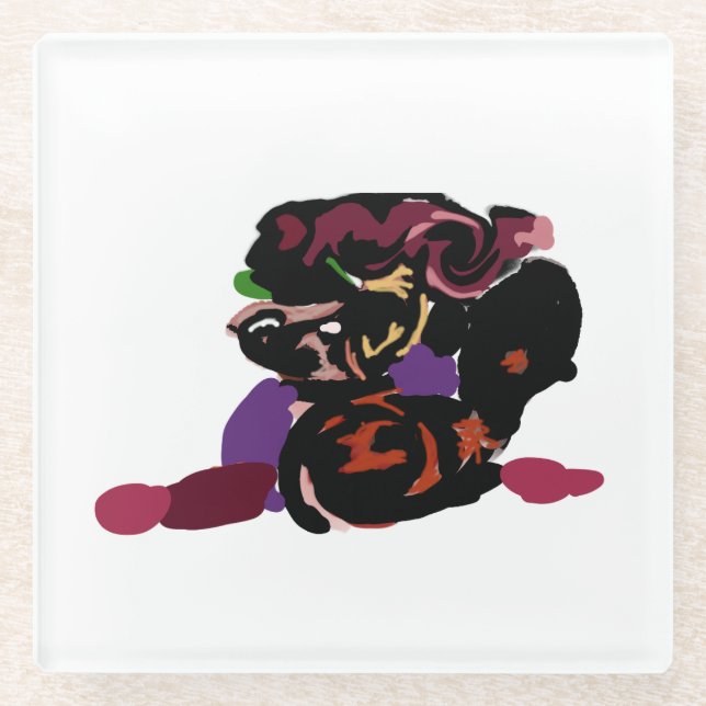 Posavasos De Vidrio rey Charles spaniel y rosas dulce  (Anverso)