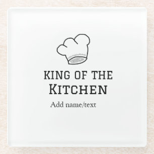 Posavasos De Vidrio Rey de la cocina cocinero añadir nombre corona ha