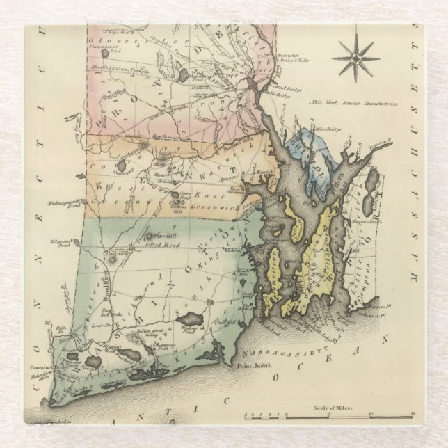 Posavasos De Vidrio Rhode Island (Anverso)