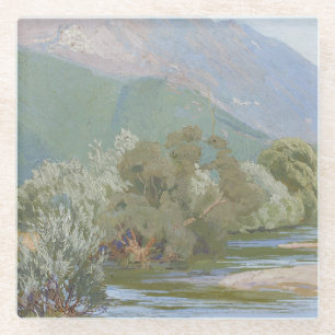 Posavasos De Vidrio Río Aniene Paisaje impresionante de Art Nouveau