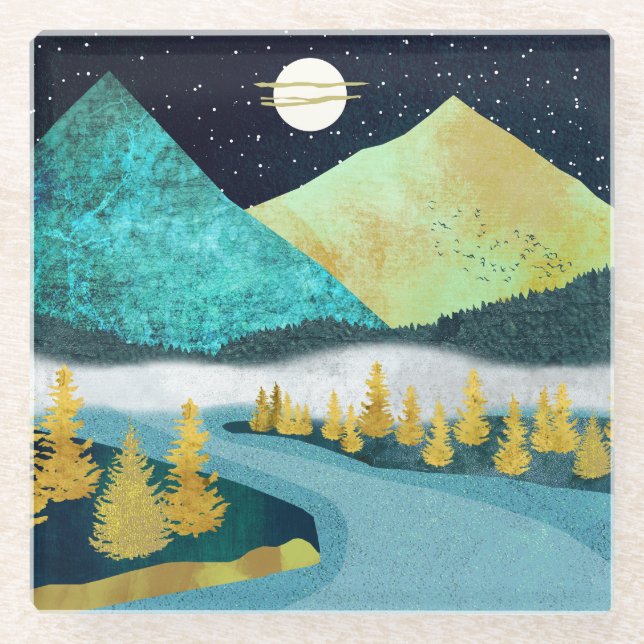 Posavasos De Vidrio Río Dorado (Anverso)