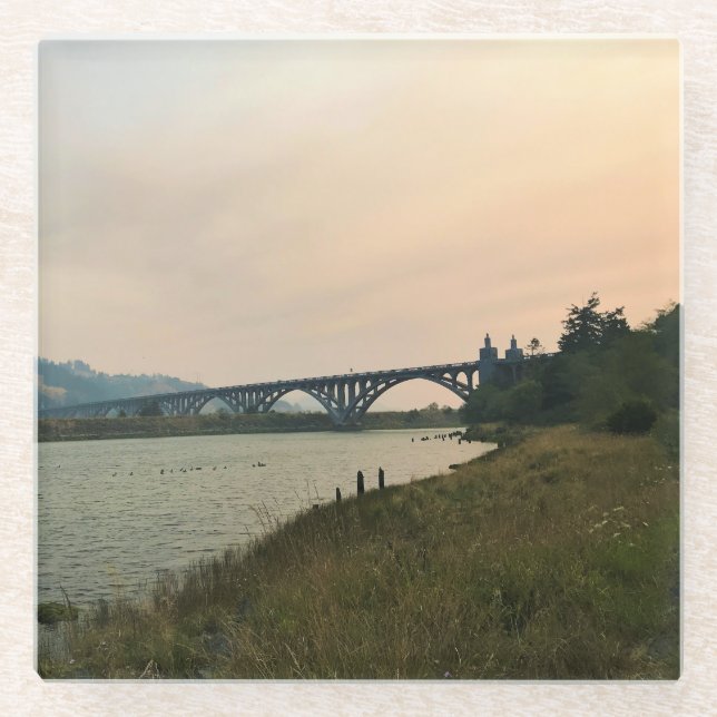 Posavasos De Vidrio Río Rogue, Oregón (Anverso)