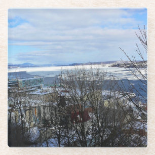 Posavasos De Vidrio Río San Lorenzo en invierno, Quebec, Canadá