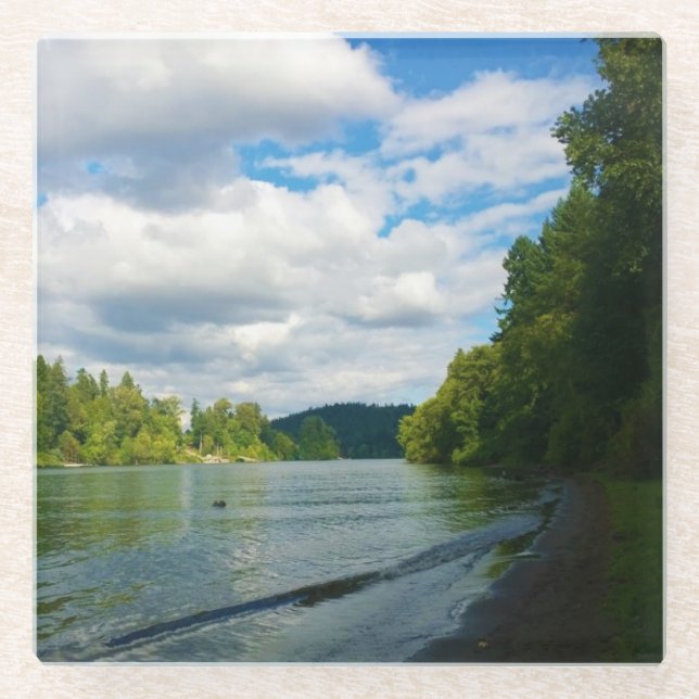 Posavasos De Vidrio Río Willamette, Oregón (Anverso)