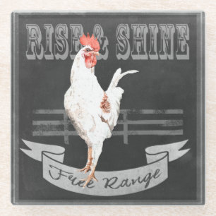 Posavasos De Vidrio Rise & Shine Rooster