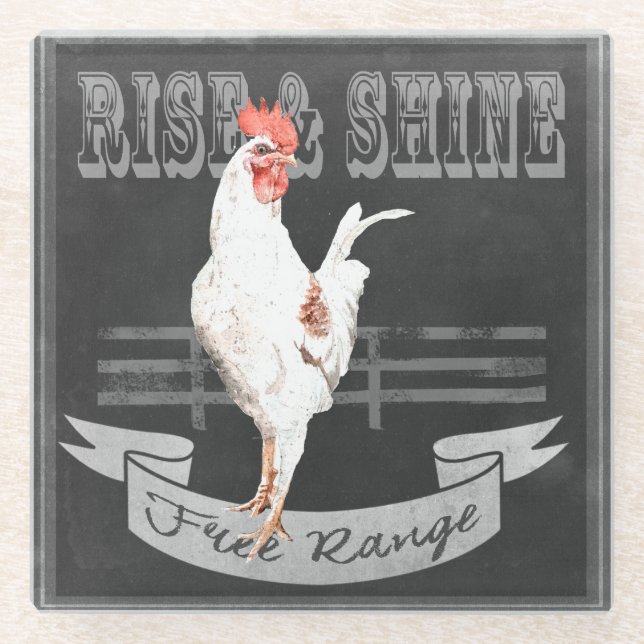Posavasos De Vidrio Rise & Shine Rooster (Anverso)