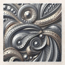 Posavasos De Vidrio riveted metal curves 