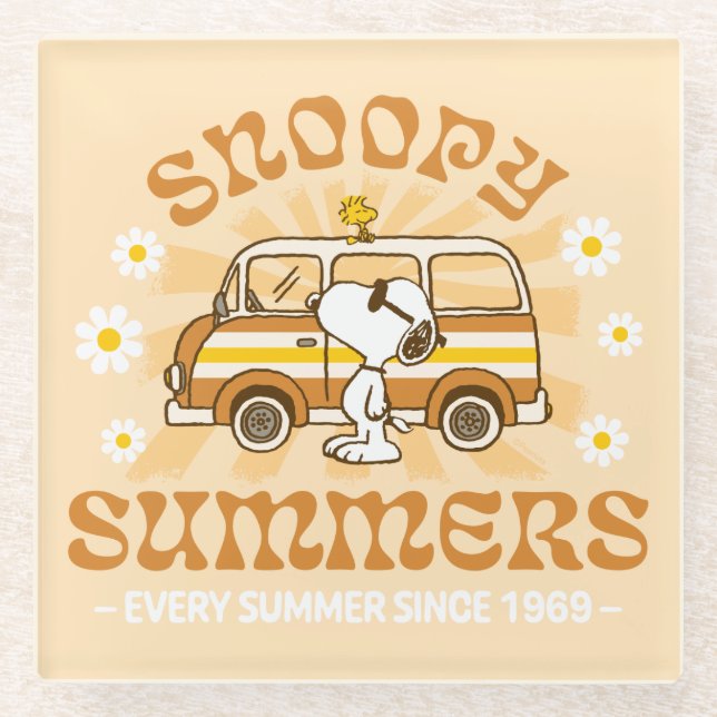 Posavasos De Vidrio Road Trippin | Peanuts Snoopy Summers (Anverso)